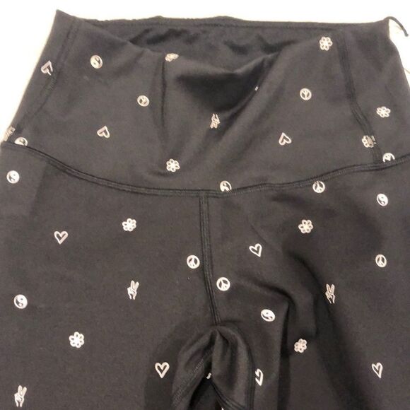 Chrldr Black Full Length Leggings with White Mini Symbols - Size L - Picture 3 of 5